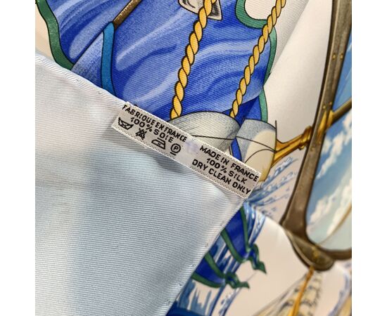 HERMES Foulard Vintage in Seta Col. Blu Carre 90