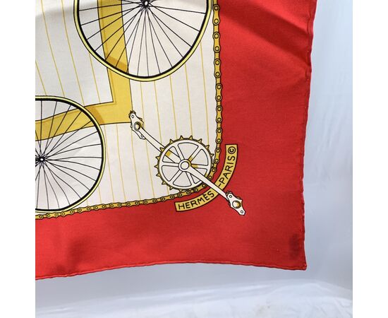 HERMES Foulard Vintage in Seta Col. Rosso Carre 90