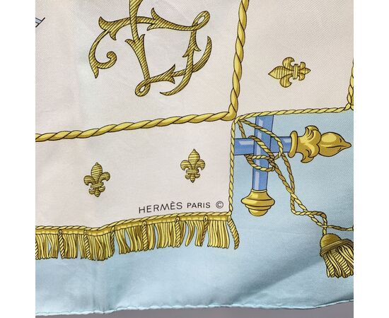HERMES Foulard Vintage in Seta Col. Blu Carre 90