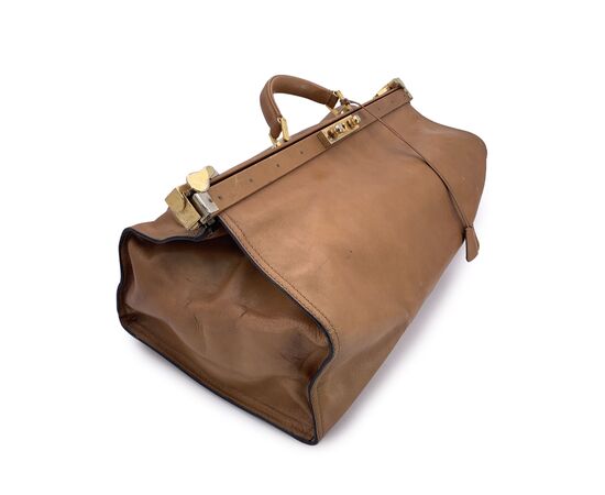 FENDI Borsa da Viaggio Vintage in Pelle Col. Beige L