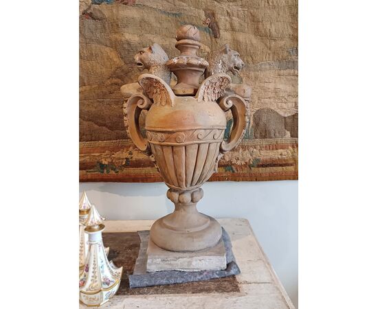 COPPIA DI VASI IN TERRACOTTA NEOCLASSICI FINE DEL XVIII SECOLO