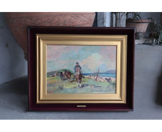 Carlo Domenici - (Livorno 1897 - Portoferraio 1981) Butteri sul mare