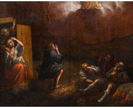 XVIII secolo, scuola fiamminga, L’apparizione dell’angelo ai pastori
