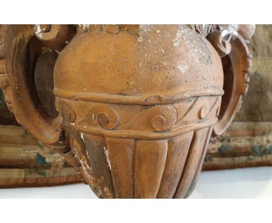 COPPIA DI VASI IN TERRACOTTA NEOCLASSICI FINE DEL XVIII SECOLO