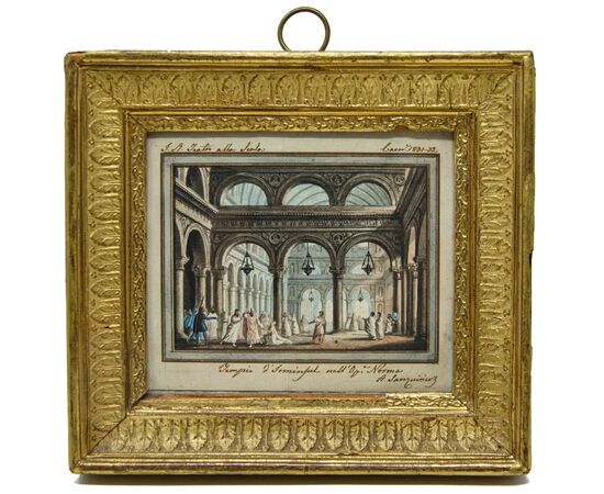 Alessandro Sanquirico (Milano, 1777- 1849), Quattro scene teatrali e una veduta di Milano
