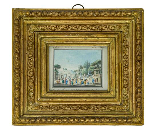 Alessandro Sanquirico (Milano, 1777- 1849), Quattro scene teatrali e una veduta di Milano