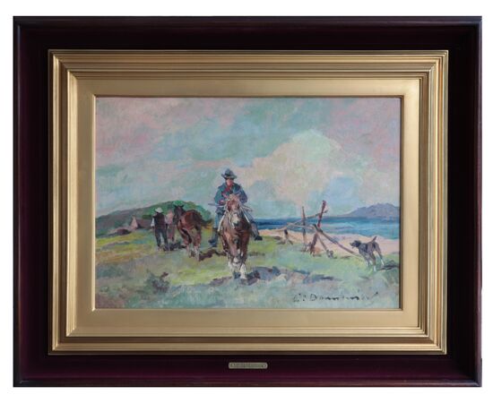 Carlo Domenici - (Livorno 1897 - Portoferraio 1981) Butteri sul mare