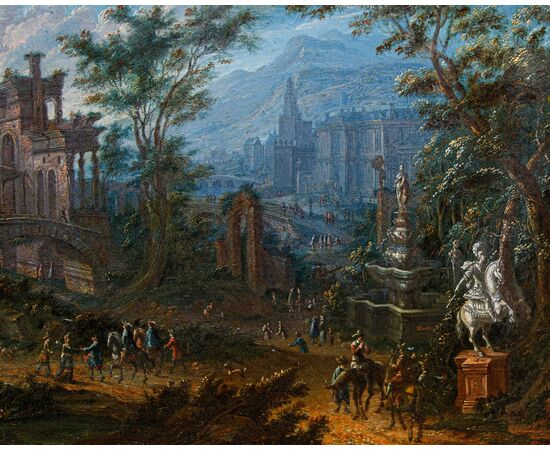 Jan Joseph Horemans il Vecchio (Anversa, 16 agosto 1682 – Anversa, 1759), Capriccio con figure