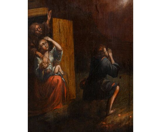 XVIII secolo, scuola fiamminga, L’apparizione dell’angelo ai pastori