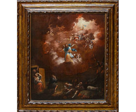 XVIII secolo, scuola fiamminga, L’apparizione dell’angelo ai pastori