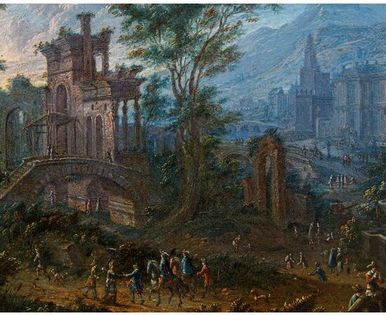 Jan Joseph Horemans il Vecchio (Anversa, 16 agosto 1682 – Anversa, 1759), Capriccio con figure