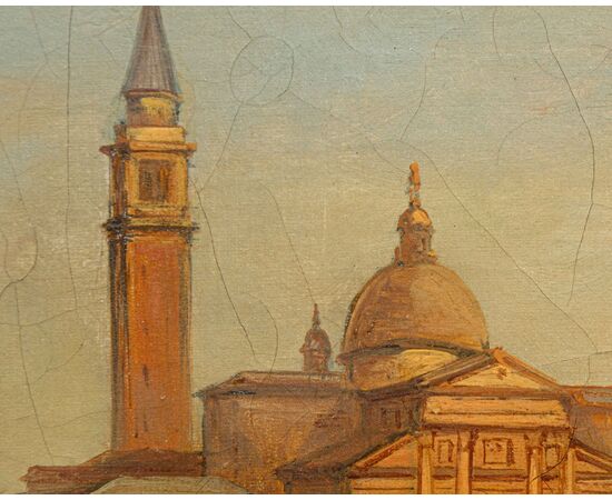 Joseph Carl Berthold Püttner (Planà, 1821 – Vöslau, 1881), Gondole al tramonto davanti a Piazza S. Marco e Santa Maria della Salute