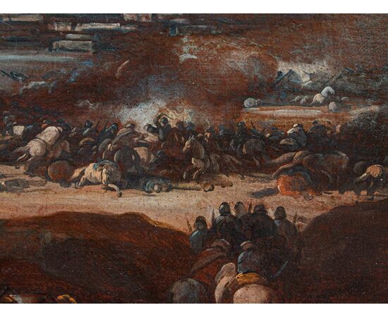 Marzio Masturzio (attivo a Napoli e Roma attorno alla metà del XVII Secolo),  Scena di battaglia