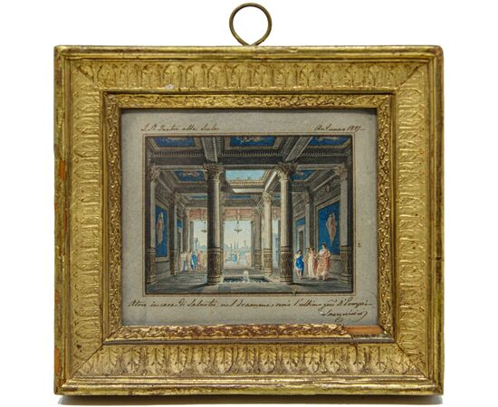 Alessandro Sanquirico (Milano, 1777- 1849), Quattro scene teatrali e una veduta di Milano