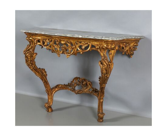 Consolle in legno intagliato e dorato, Piemonte, Epoca barocchetto, metà XVIII secolo