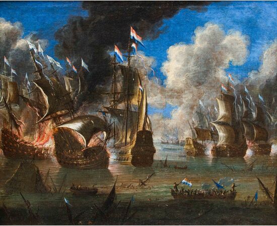 Cerchia di Abraham Storck (Amsterdam, 1644-1708), Battaglie navali