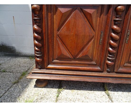 Credenza/DISPENSA Luigi XIII in NOCE francese PRIMI del 1700