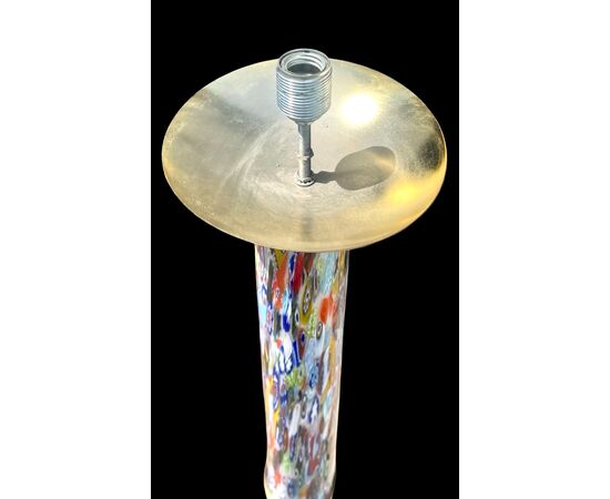 Lampada da terra  in vetro murrina con dettagli in ottone.Murano.