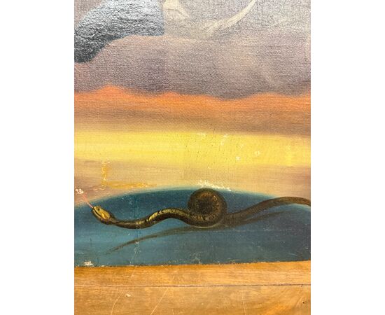 Antico dipinto olio su tela Immacolata concezione, 104x59 cm, scuola italiana XIX sec