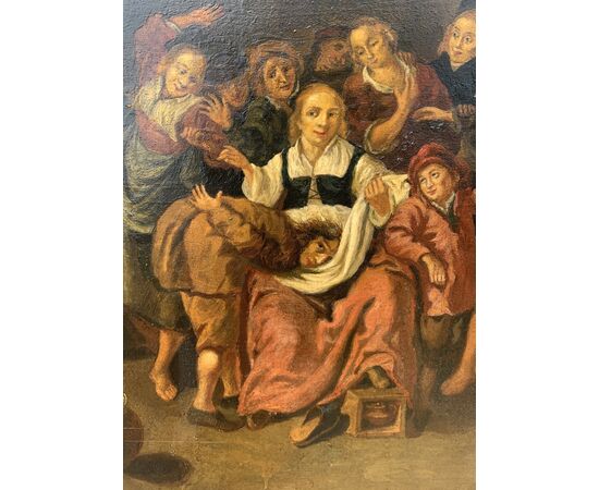 Pittore olandese (XVIII-XIX sec.) - Interno di osteria.