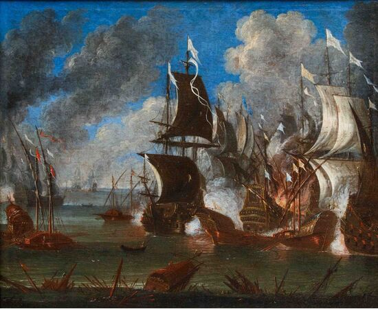 Cerchia di Abraham Storck (Amsterdam, 1644-1708), Battaglie navali