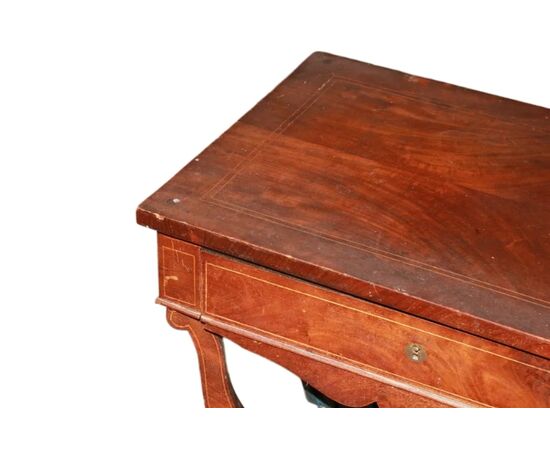 Tavolino da Lavoro Francese stile Carlo X in legno di mogano