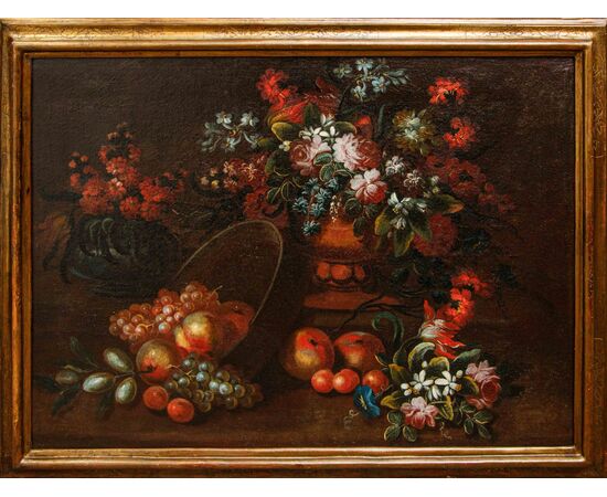 Domenico Levo (attivo nella seconda metà del XVII secolo), Natura morta con fiori e frutta