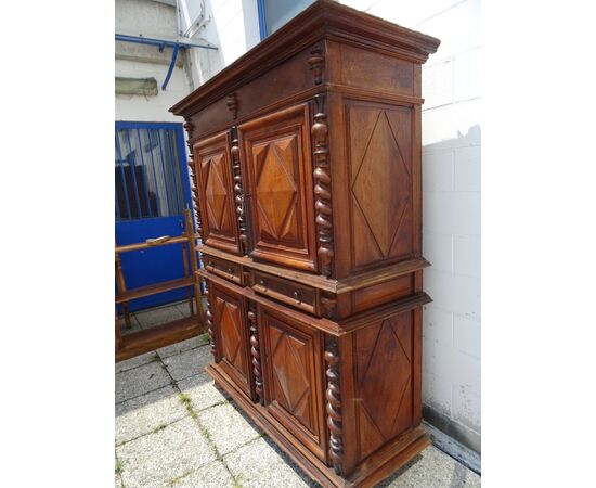 Credenza/DISPENSA Luigi XIII in NOCE francese PRIMI del 1700