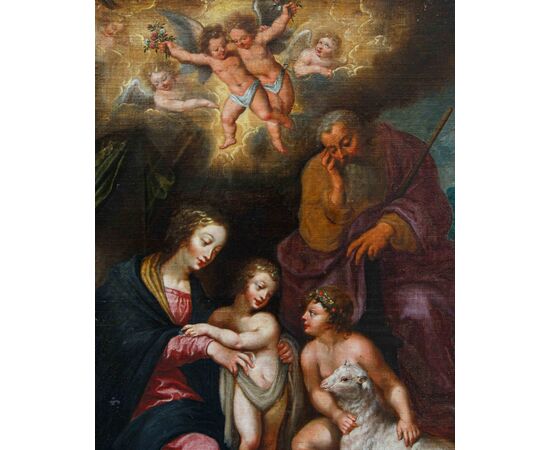 Cerchia di Pieter Paul Rubens (1577-1640), Sacra Famiglia con San Giovannino