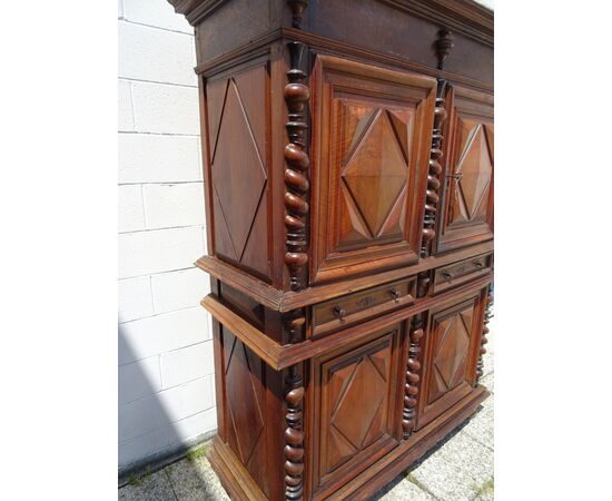 Credenza/DISPENSA Luigi XIII in NOCE francese PRIMI del 1700