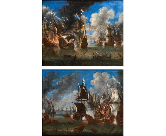 Cerchia di Abraham Storck (Amsterdam, 1644-1708), Battaglie navali