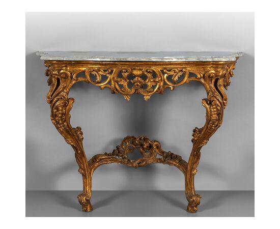 Consolle in legno intagliato e dorato, Piemonte, Epoca barocchetto, metà XVIII secolo