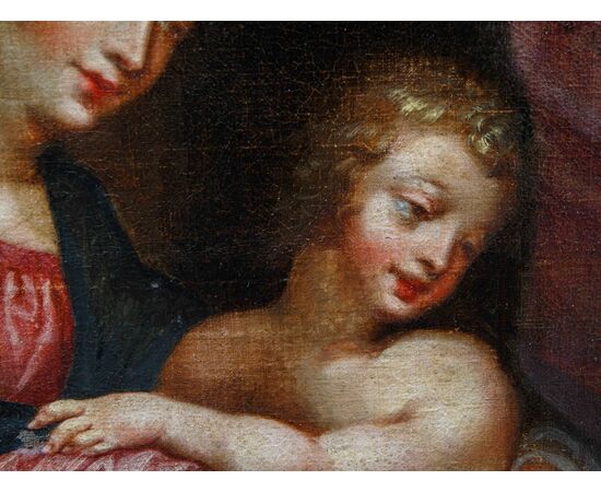 Cerchia di Pieter Paul Rubens (1577-1640), Sacra Famiglia con San Giovannino