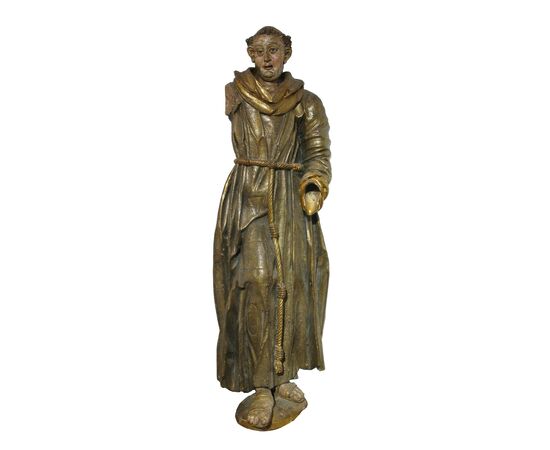 Frate (Sant’Antonio), scultura in legno policromo e dorato, XVI° secolo