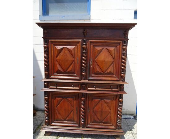 Credenza/DISPENSA Luigi XIII in NOCE francese PRIMI del 1700