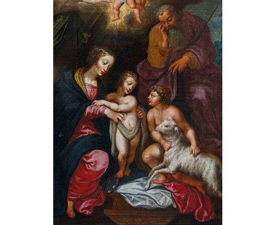 Cerchia di Pieter Paul Rubens (1577-1640), Sacra Famiglia con San Giovannino