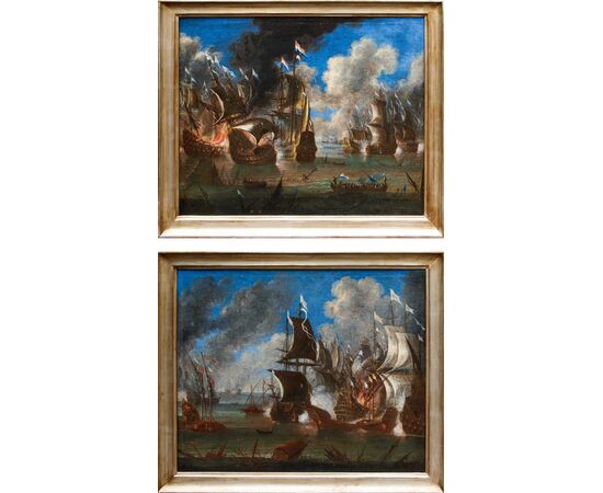 Cerchia di Abraham Storck (Amsterdam, 1644-1708), Battaglie navali