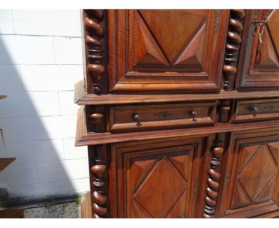 Credenza/DISPENSA Luigi XIII in NOCE francese PRIMI del 1700