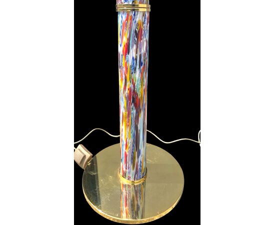 Lampada da terra  in vetro murrina con dettagli in ottone.Murano.