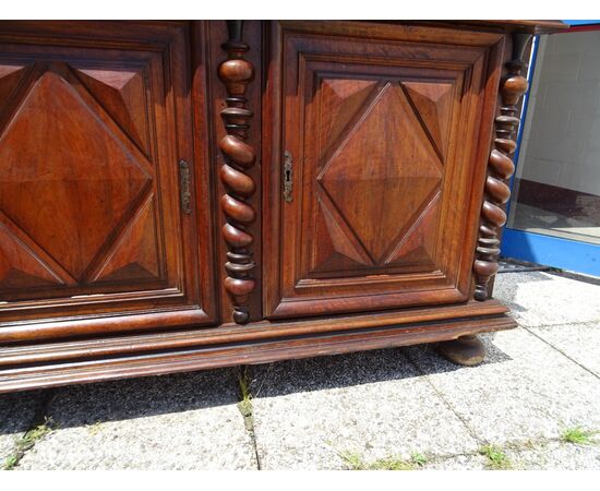 Credenza/DISPENSA Luigi XIII in NOCE francese PRIMI del 1700