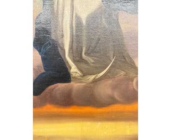 Antico dipinto olio su tela Immacolata concezione, 104x59 cm, scuola italiana XIX sec