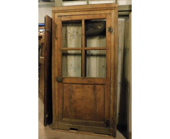 pti650 - glass door with frame, 18th century, max size cm l 116 xh 228     