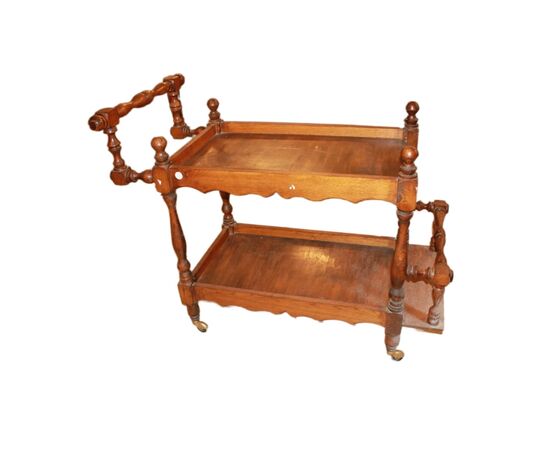Carrello porta vivande del 1800 Francese in Legno di Noce