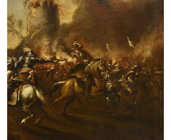 Battaglia con scontro tra cavalieri, Francesco Graziani 'Ciccio Napoletano' (attivo a Napoli e a Roma nella seconda metà del XVII secolo)