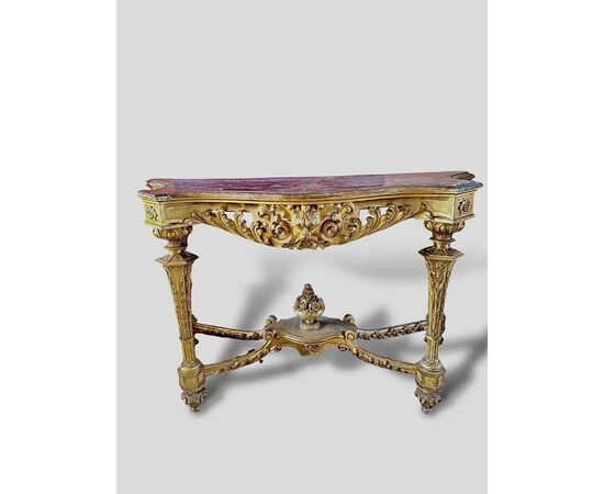  Consolle Antica in Legno Dorato, XVIII Secolo 