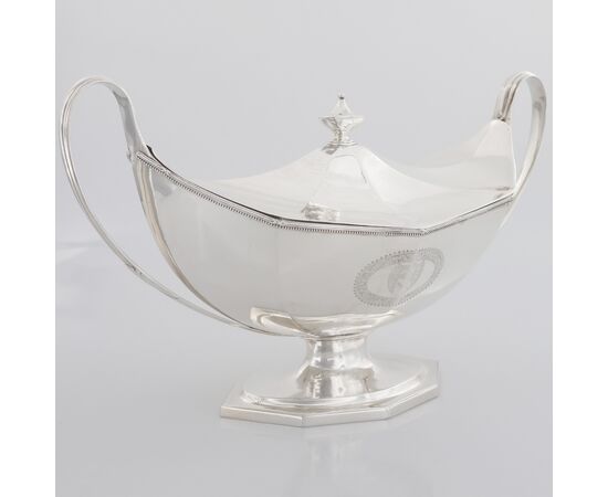 Zuppiera e coperchio in argento sterling Giorgio IV, Henry Chawner, Londra, 1828