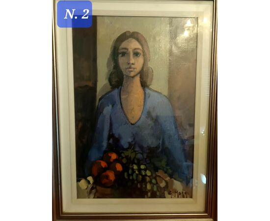 DIPINTO AD OLIO "FIGURA IN BLU" G.MAGGI 