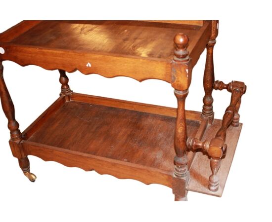 Carrello porta vivande del 1800 Francese in Legno di Noce