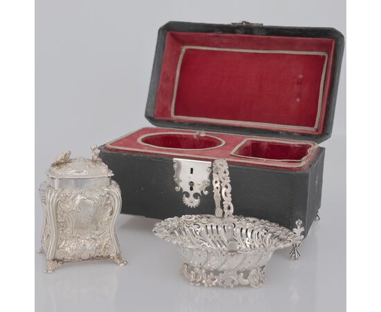 Contenitore per tè Giorgio II montato in argento sterling, Londra, 1754