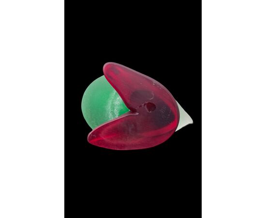 Anatra in vetro pesante acidato.Franco Moretti Murano.